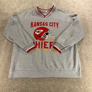 Chicyea Kansas City Chiefs Sweatshirt Mens Medium Grey Graphic V-Neck NFL